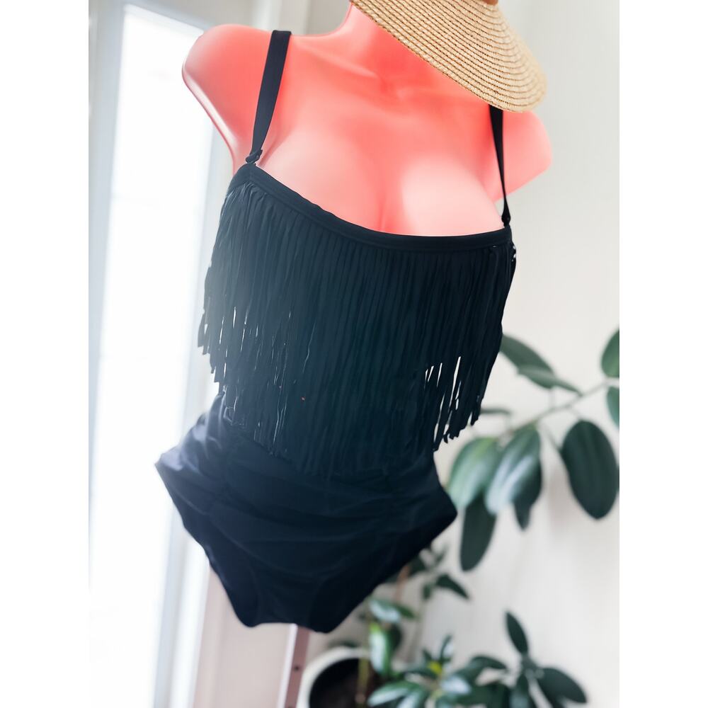 TORRID Festival Dreams fringe bandeau + high waisted scrunch bottoms swimsuit